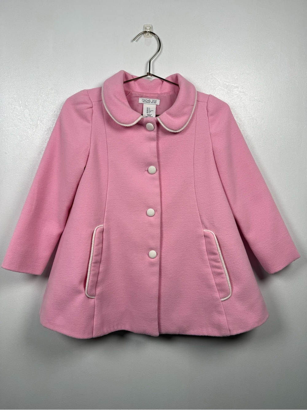 Rachel Zoe Girls Pink Peter Pan Collar Coat Size 5 Dress Princess Swing Jacket